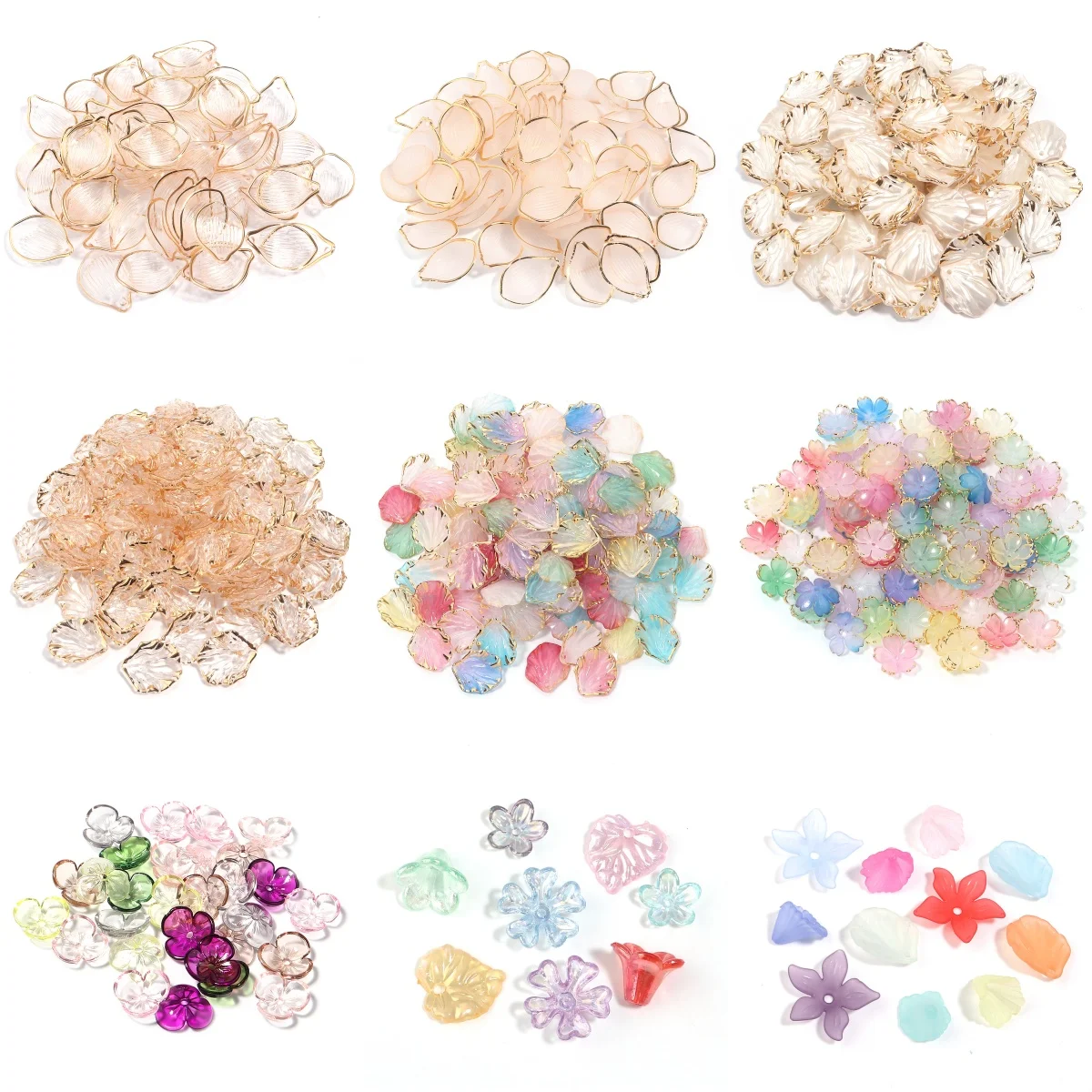 20-100Pcs White Gilt Edged Transparent Spoon Petal Beads DIY Jewelry Hair Earring Bracelet Pendant Making Decorative Accessories