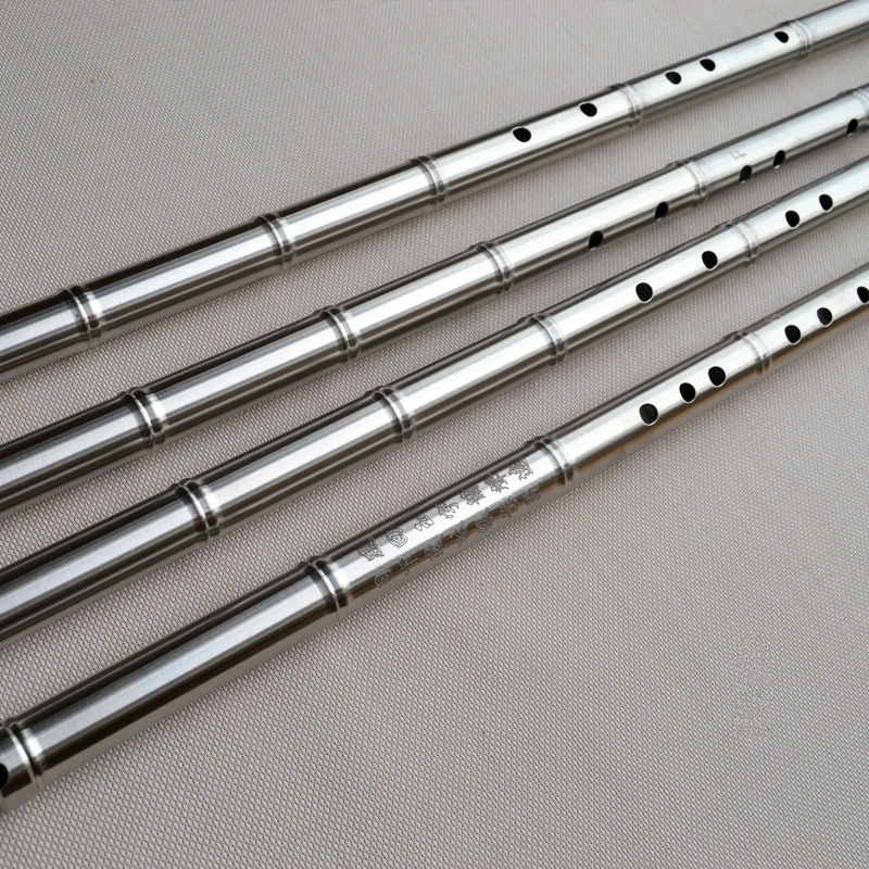 Stainless Steel Metal Transverse Flute Xiao not Dizi, Professional Self-Defense Weapon, G/ F Key, SS304, 80cm