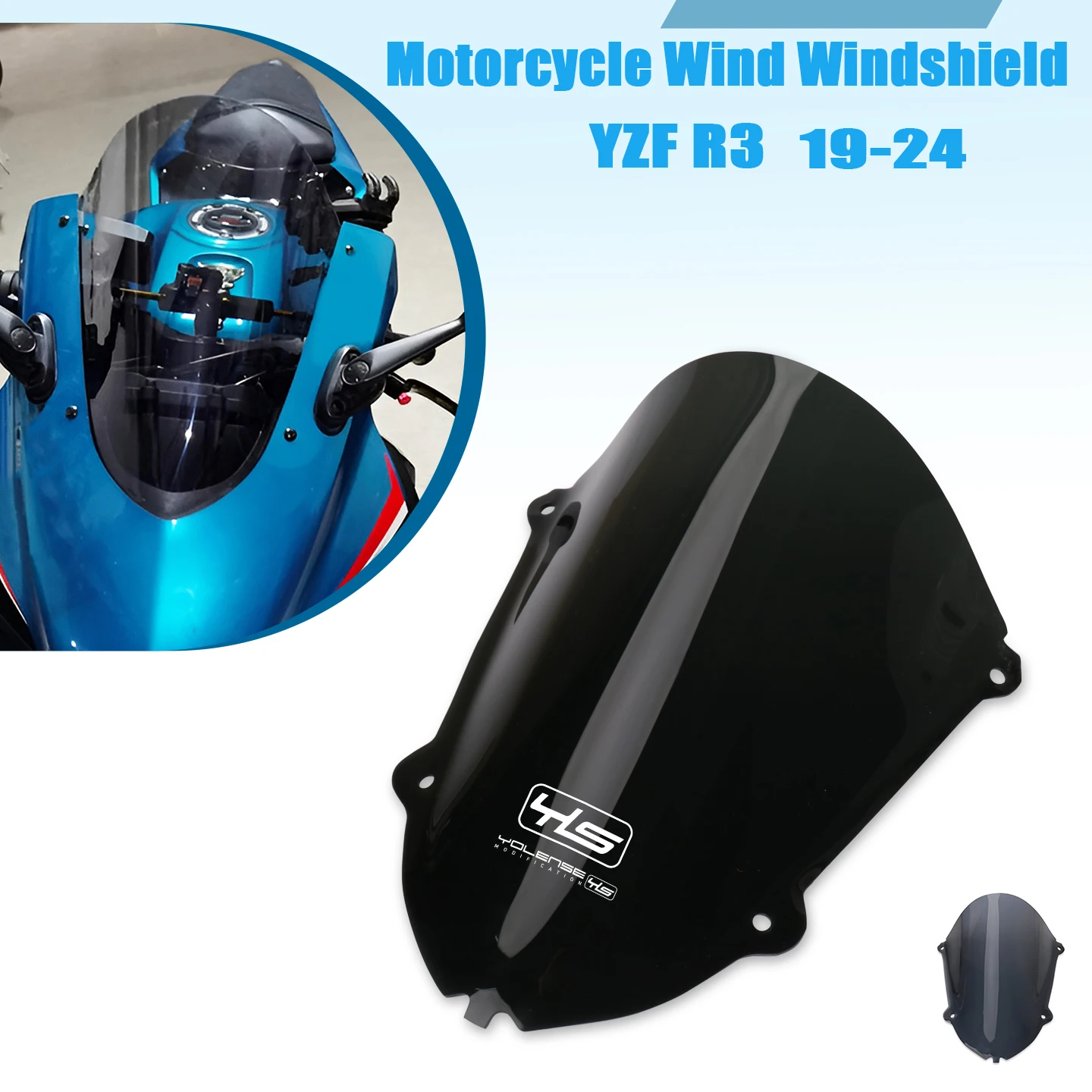 

Лобовое стекло мотоцикла YZF-R3, передний ветровой дефлектор, ветровой спойлер, обтекатель, лобовое стекло, подходит для YZF-R3 2019-2024