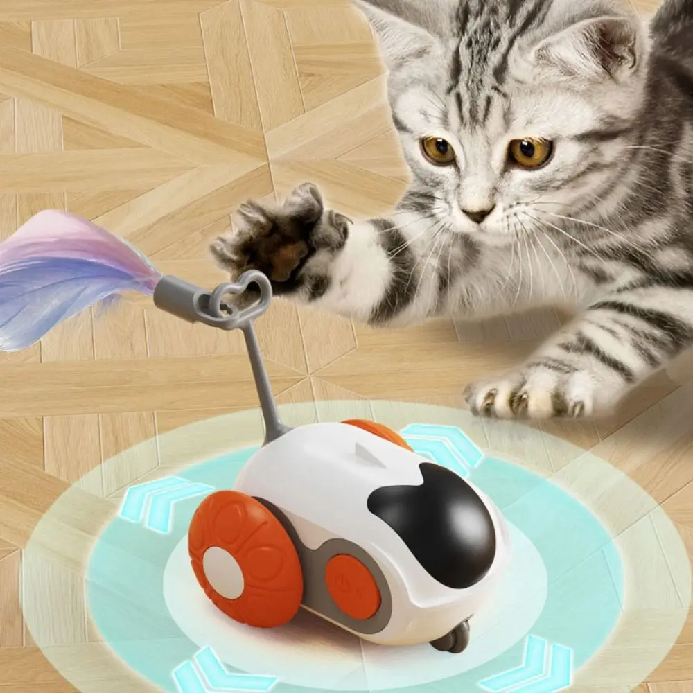 

Plastic Turbo Tail Cat Rechargeable Feathers Electronic Smart Cat Automatic Moving Rolling Remote Control Car Cat Accessories