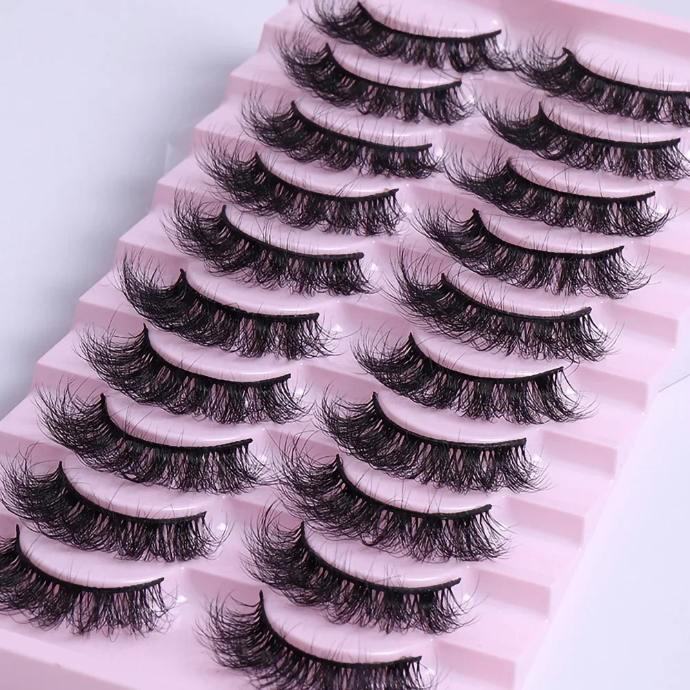 10 Pairs Eyelashes Faux Mink Eyelashes Long Lasting Fluffy Mink Lashes Dramatic Volume Lashes