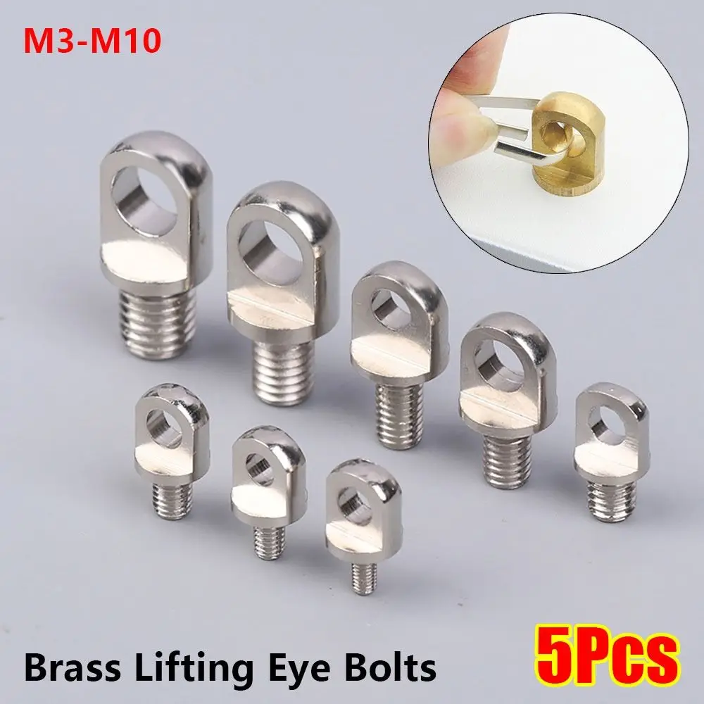 5Pcs M3-M10 Brass Eye Bolts Copper With Hole Copper Lifting Eye Screws Brass Copper Pillar Screws
