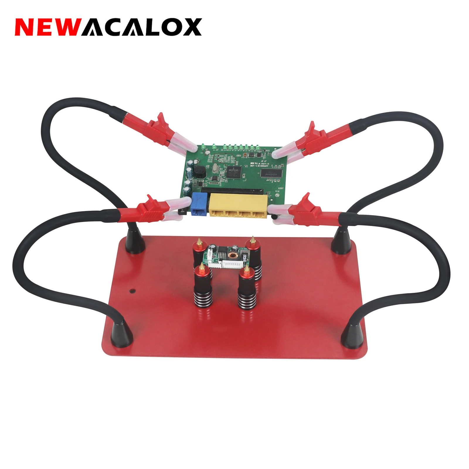 NEWACALOX Magnetic Soldering Third Helping Hand Bullet Head PCB Bracket Magnetic Base Silicone Flexible Arm Welding Workbench