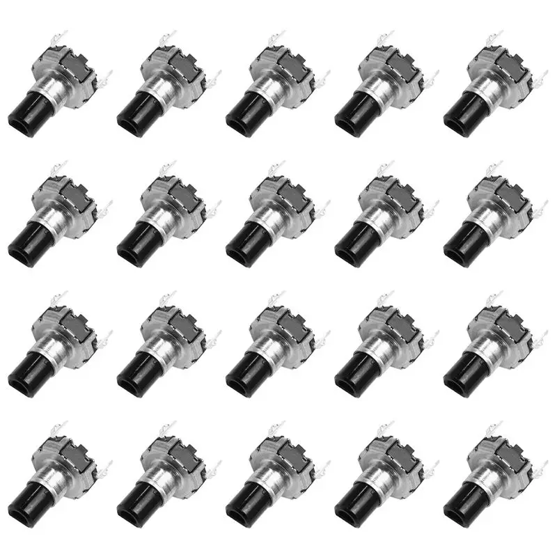 VEHO-20Pcs EC12D1524403 Car Navigation CD Volume Encoder With Push Button Switch EC12 Round Type 30 Position 15 Pulse