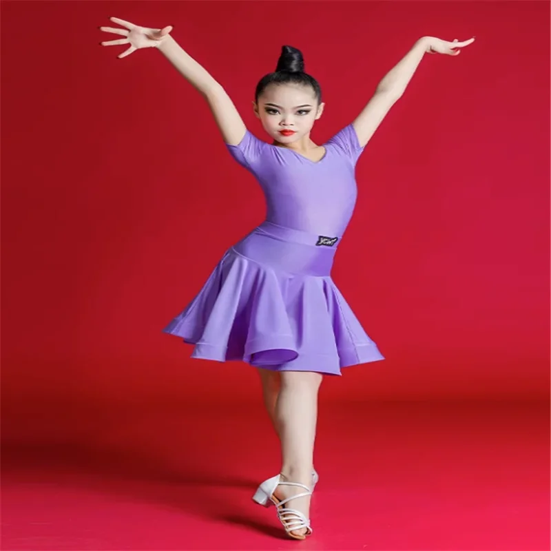 Mädchen Kurzarm Standard Latin Dance Kleid Kinder Ballsaal Tanz Kleider Kinder Salsa Rumba Cha Cha Samba Tango Top und Rock