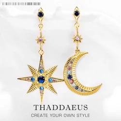 Orecchini pendenti con stella e luna della Royalty, buona moda Boho magica europea per le donne, regalo estivo in argento sterling 925