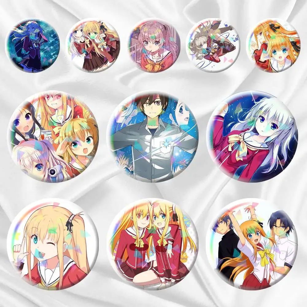 Nao Tomori Charlotte Anime  75mm 44mm 25mm Brooch Backpack Hat Pins Accessories Toys Badge