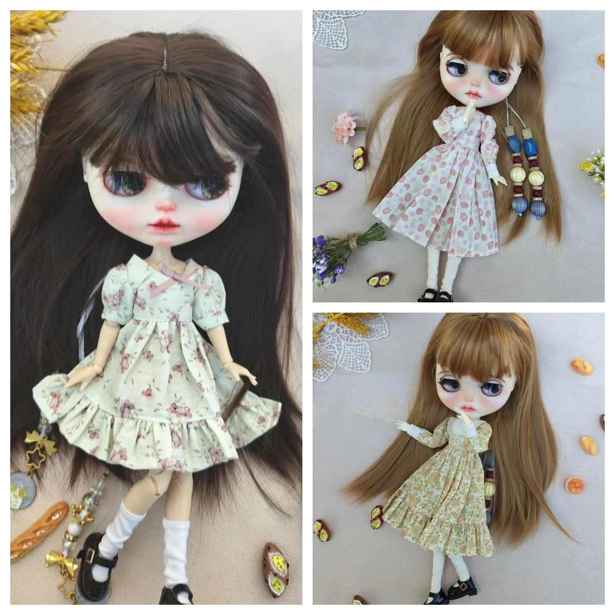 

NEW blythe doll clothes Vintage Cute dress Handmade Dress for Blythe doll 28-30 cm Accessories OB22 OB24 AZONE