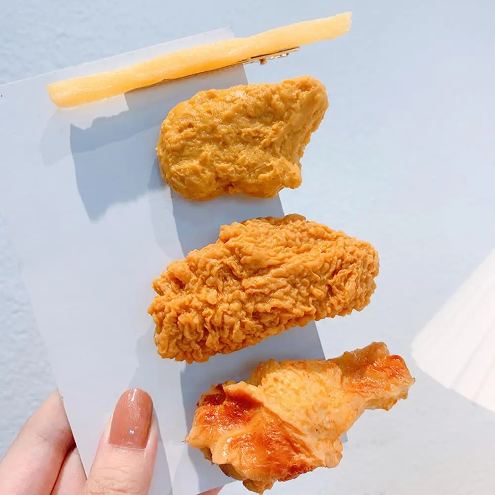 Creative Funny Hairpins Simulation Roasted Chicken Legs Hair Clip Bangs Clip Hair Accessories Geometric Side Clip Fast Food