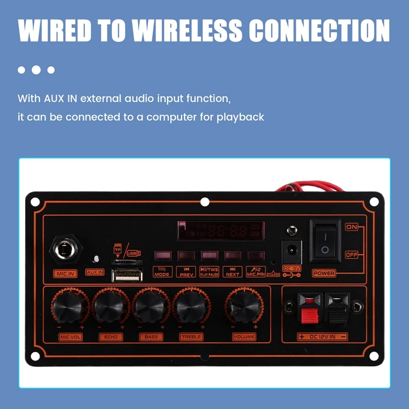 2X20 واط 12 فولت بلوتوث مكبر للصوت مجلس شحن المتكلم دعم بلوتوث Aux تسجيل المسرح المنزلي لتقوم بها بنفسك مكبر للصوت