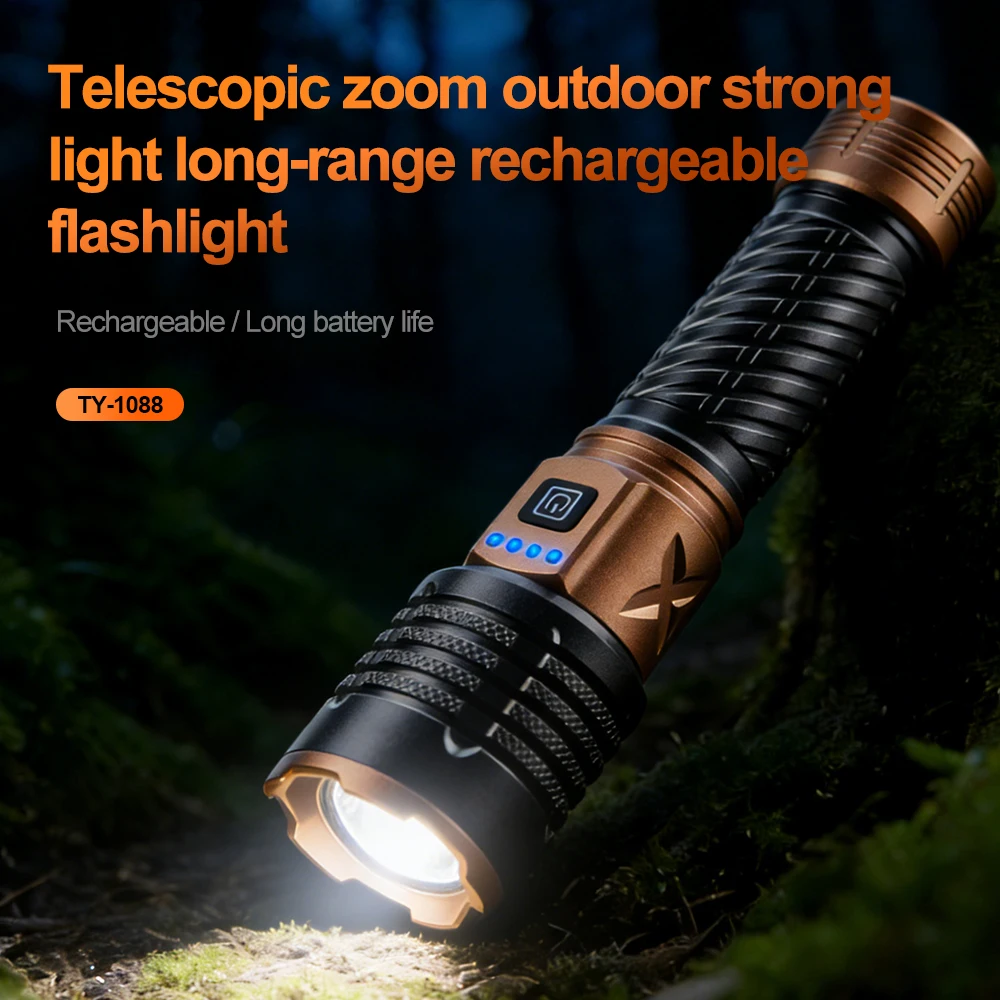 Strong Light Lantern High Power LED Flashlight USB Rechargeable Powerful Tactical Torch Super Long Range Lamp Outdoor Fishing