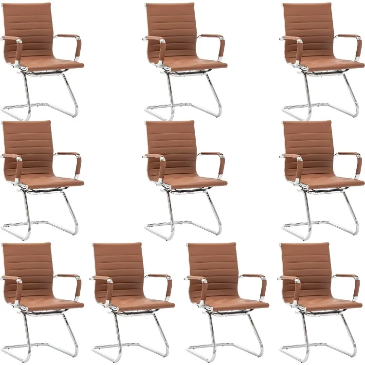 

Waiting Room Chairs with Arms Set of 10, Conference Room Chairs with No Wheels, Faux Leather Reception Chairs