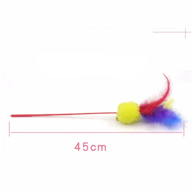 1Pcs Random Color Pet Feather+Plush+Plastic Material Cat Teasing Stick Pet Catcher Toys Pets Interactive Toy
