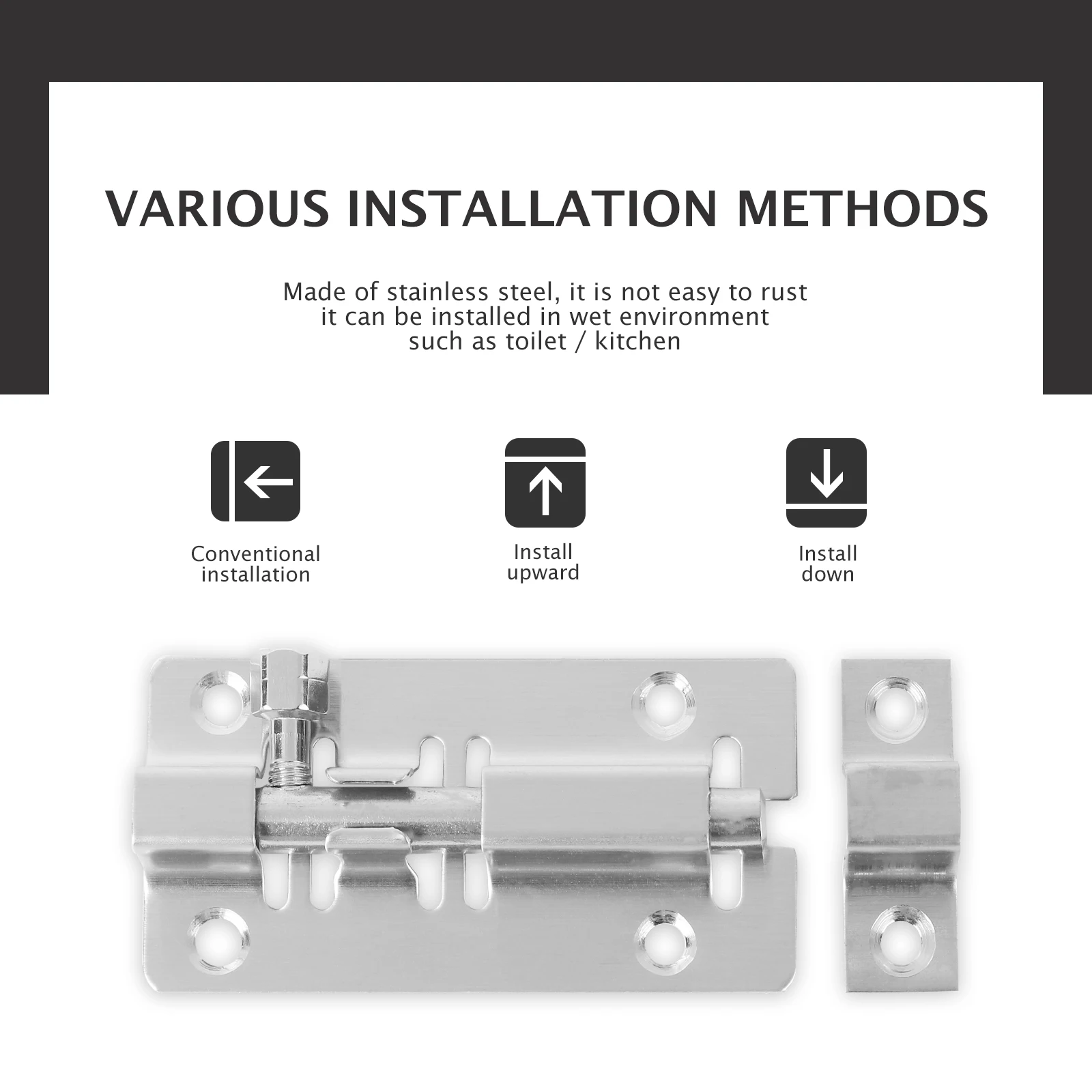 2 قطعة قفل بمزلاج مضاد للسرقة نحى النيكل الثقيلة باب فولاذي الأمن مزلاج الشريحة للخزائن ويندوز الحمام غرفة نوم بار #4