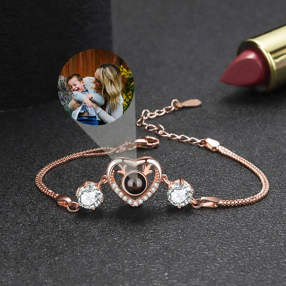 2023 Hot Custom Photo 925 Sterling Silver Projective Photo Bracelet for Women Personalized Charm femme Jewelry Fashion Gift