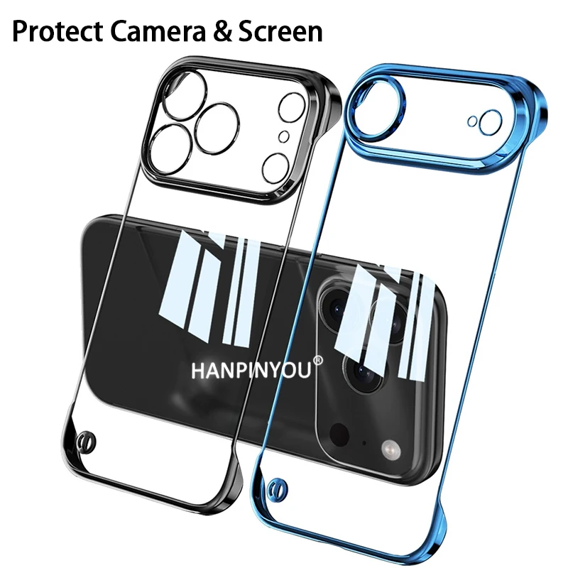 حافظة شفافة بدون إطار مطلية فاخرة لهاتف أبل آيفون 17 برو ماكس 17 إير رفيعة للغاية لحماية الكاميرا غطاء صلب من البولي كربونات #4