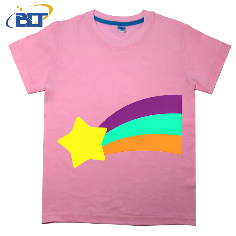 Camiseta con estampado de estrella de tiro para niños, top informal de manga corta de algodón, adecuado para niños y niñas, Verano