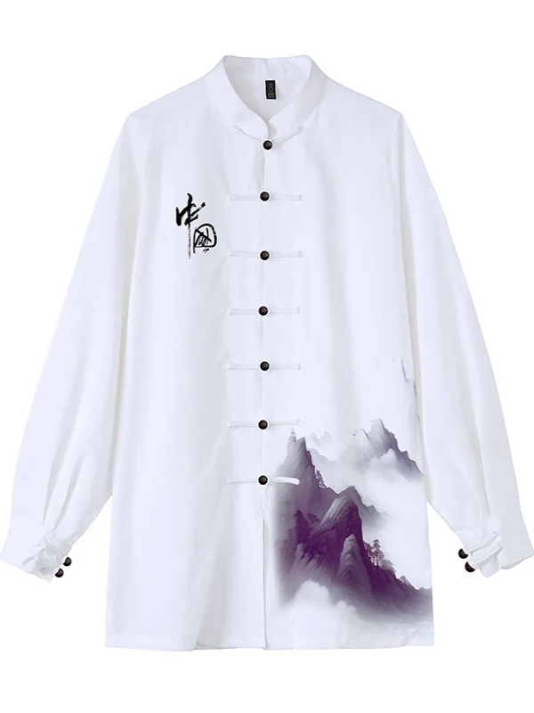 تاي جي البدلة النسائية ممارسة الملابس الرجالية أداء ارتداء زي ثمانية أقسام بروكيد Shadowboxing اللؤلؤ القنب الطباعة