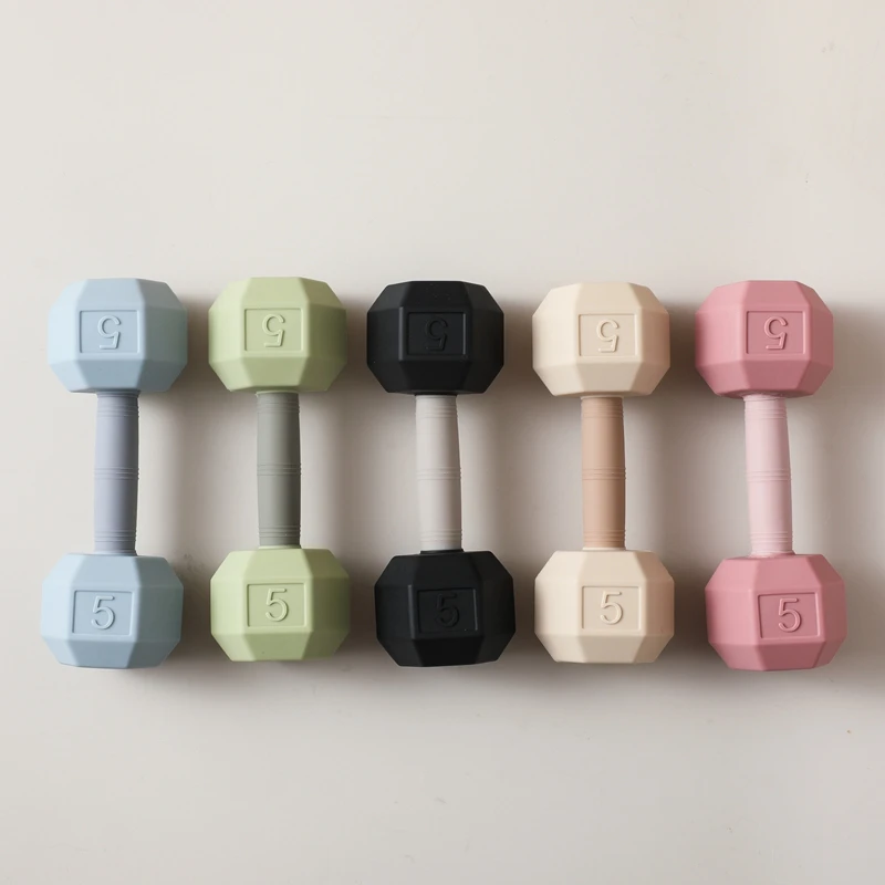 Juguete sonajero con mancuernas de dibujos animados para dentición de silicona para bebés, juguetes cognitivos sensoriales para mover la campana musical, juguetes para cuna de bebé, regalos para bebé