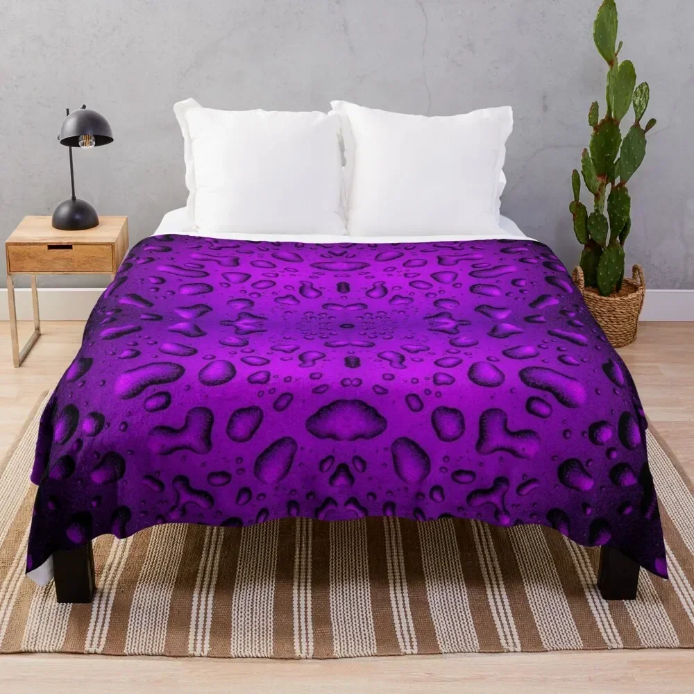 Cool Grainy Purple water drops cool summer fresh Throw Blanket