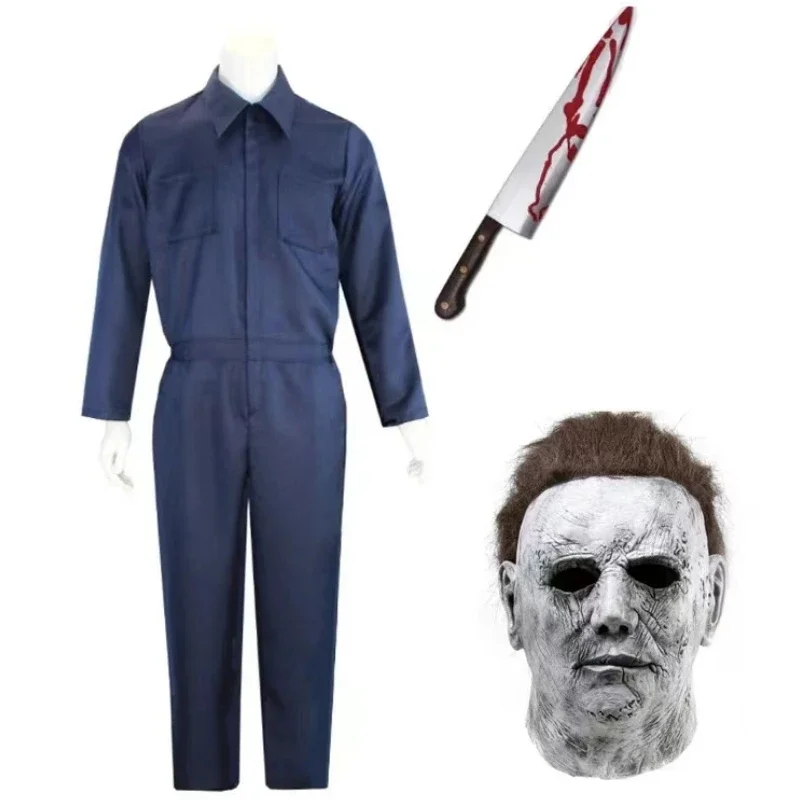 Movie Michael Myers Cosplay Costumes Mask Halloween Jumpsuit Outfits Horror Bloody Killer Prop Carnival Party Costumes for Men