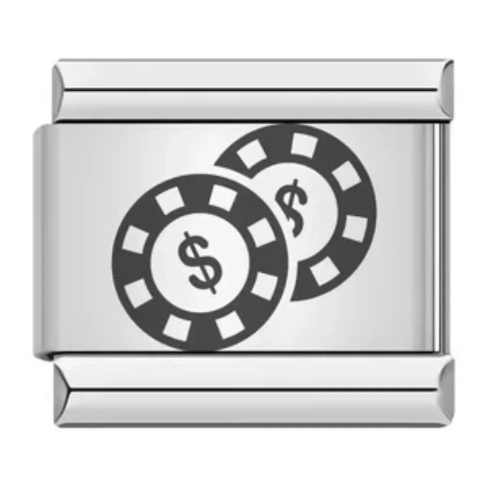 2024 최고의 패션 체스 및 카드 게임 주사위 포커 참 이탈리아 링크, 9mm 스테인레스 스틸 팔찌, DIY 쥬얼리 제작