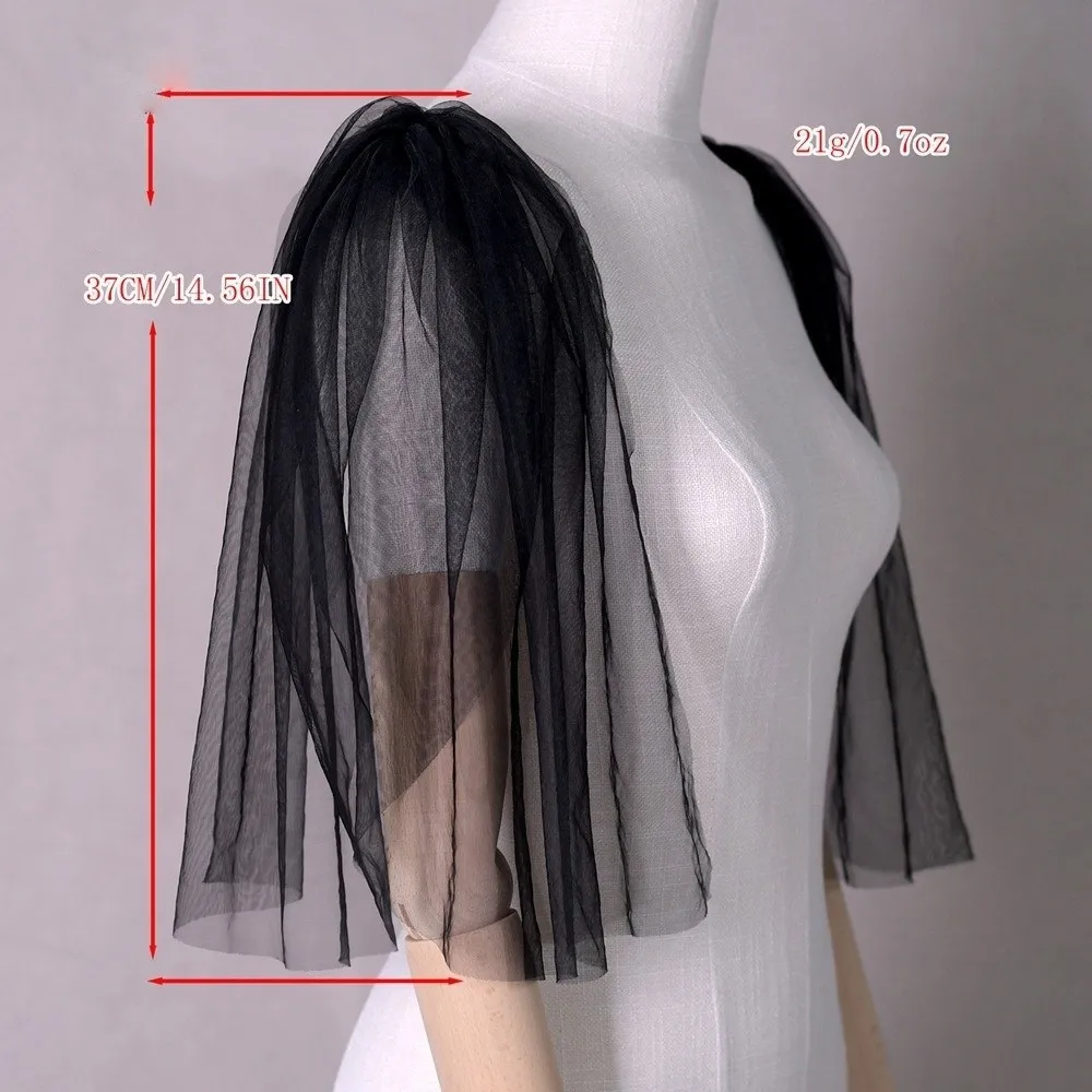 New Fluffy Bridal Sleeves Detachable Loose Arm Covering Mesh Solid Color Banquet Mittens Wedding Dress