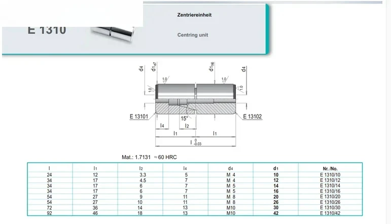 Mold circular positioning lock E1310/10/12/14/16/20/26/30/42 positioning column taper precision positioning