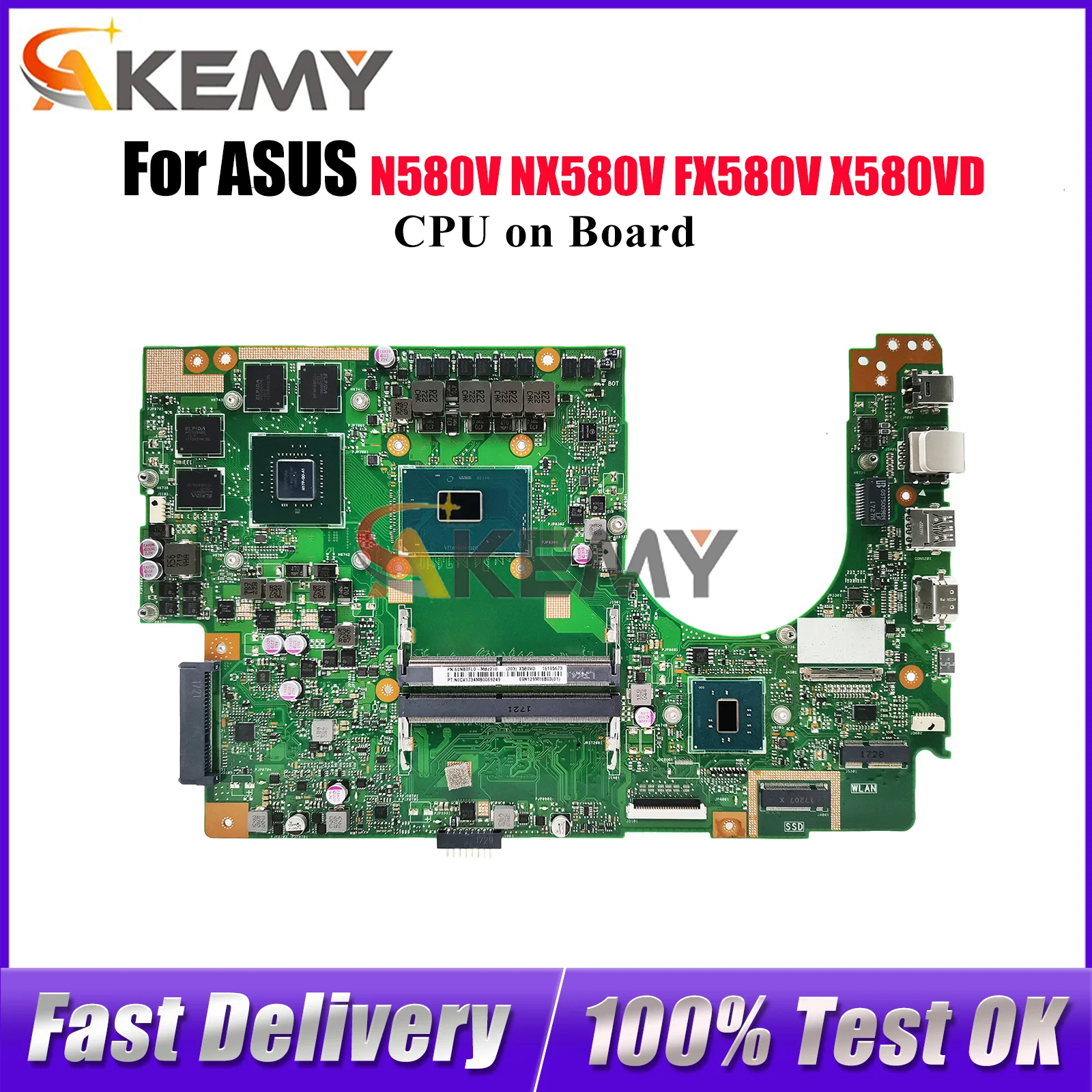 X580VD ノートパソコンのマザーボード Asus VivoBook X580VD X580VN FX580V X580V N580V NX580V メインボード CPU 100% テスト OK 高速船