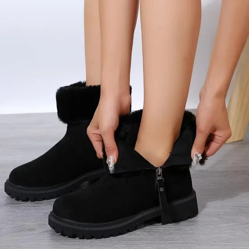 Plus Size Snow Boots For Women Autumn&Winter British Style Short Boots Square Heel Vintage Ankle Boots Women Shoes image 5