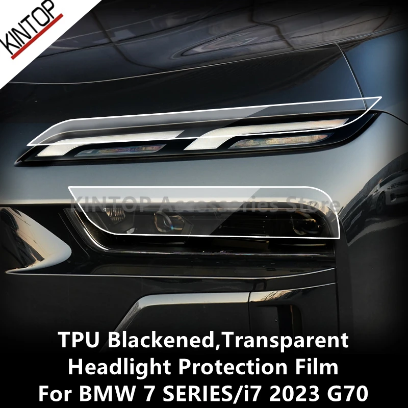 

For BMW 7 SERIES/i7 2023 G70 TPU Blackened,Transparent Headlight Protective Film, Headlight Protection,Film Modification