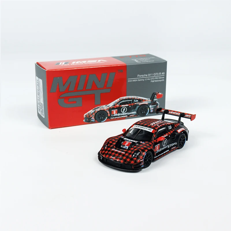 MINIGT 1:64 Modello di Auto Pors 911 GT3 R # 9 Veicolo sportivo pressofuso in lega GTD PRO Pfaff Motorsports # 770