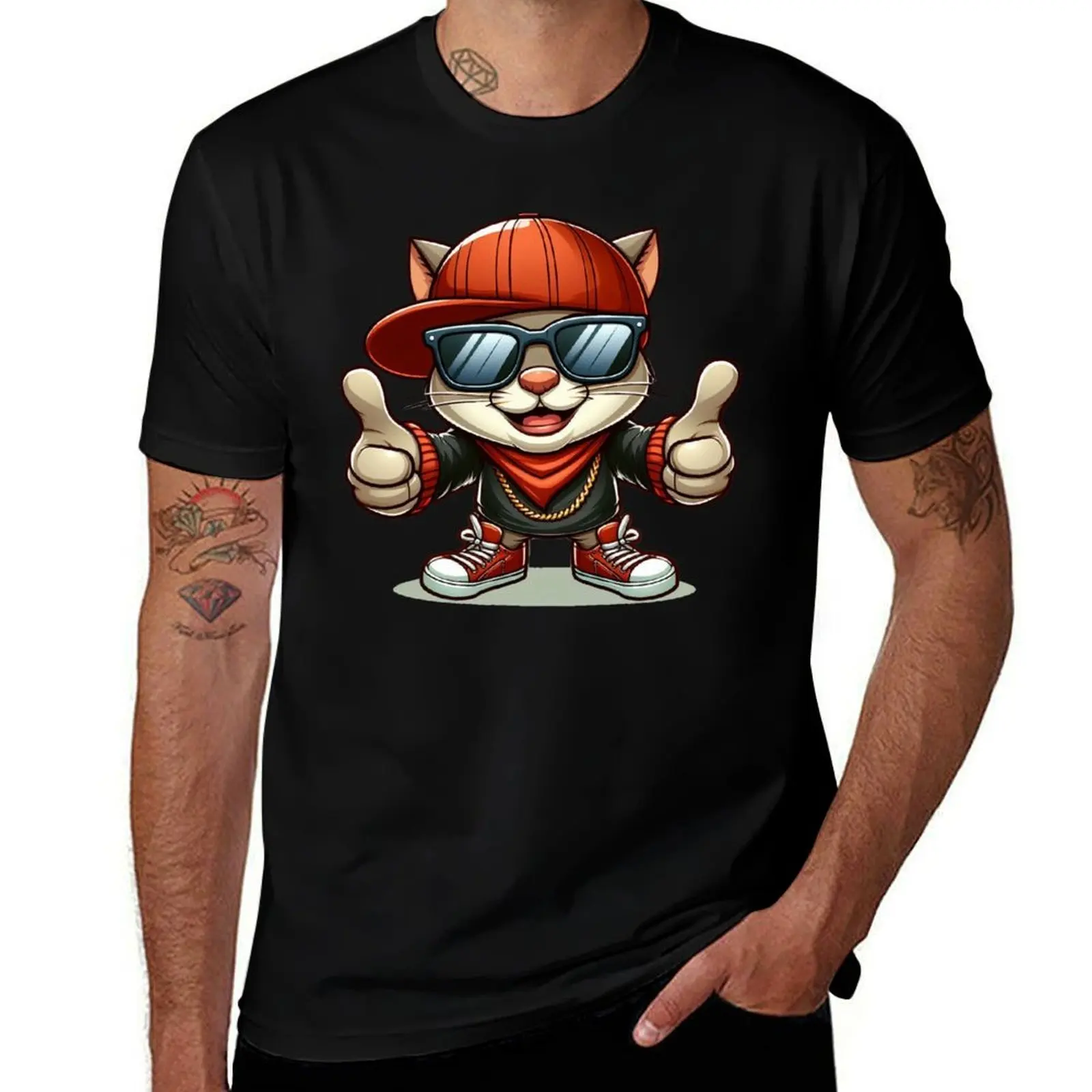 

Cool Hip-Hop Cat T-Shirt cheap stuff man t shirt cute tops black t-shirts for men