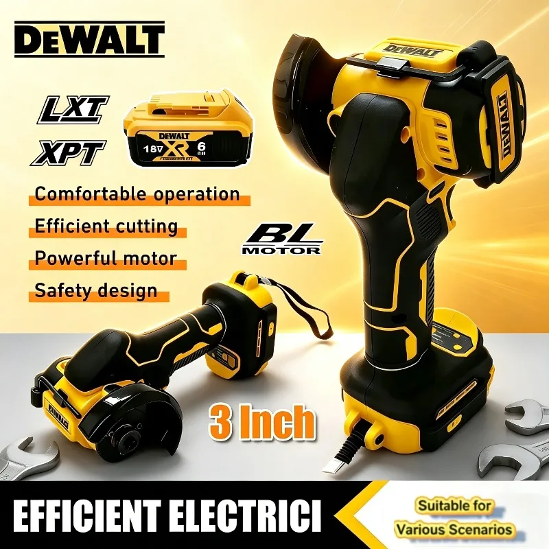 DEWALT 3 Inch Cordless Mini Angle Grinder, Polishing Grinding Machine Electric Cutting Power Tools Fit For Dewalt 20V Battery.