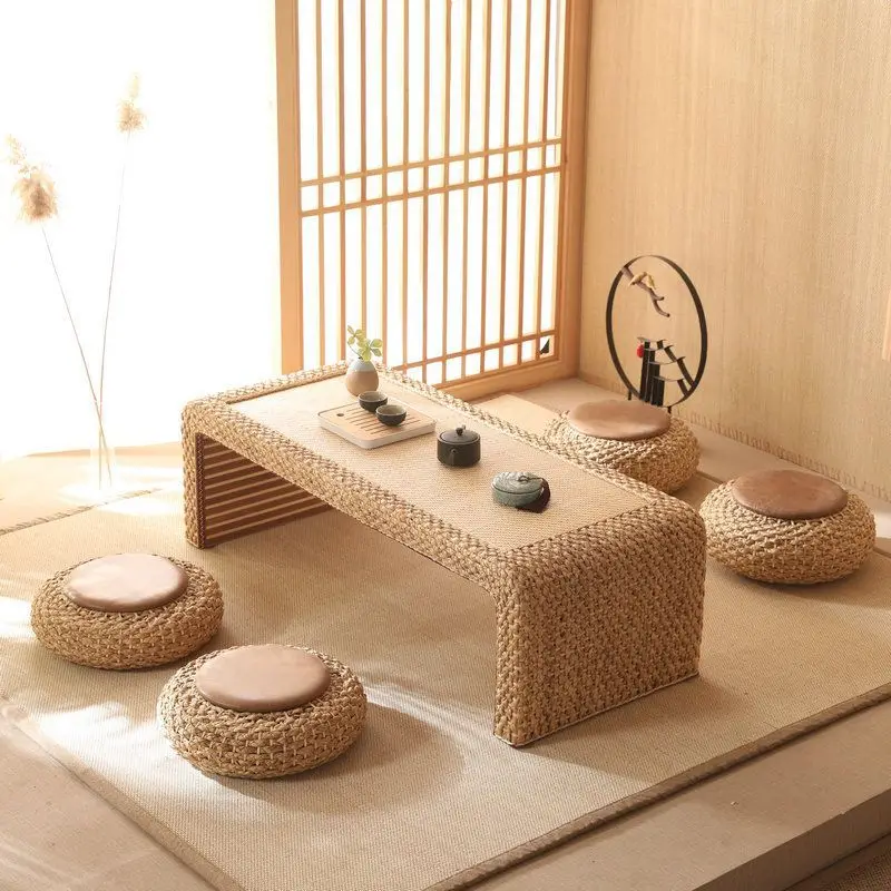 

rattan tatami, coffee balcony, tea table simple bay window, Japanese low