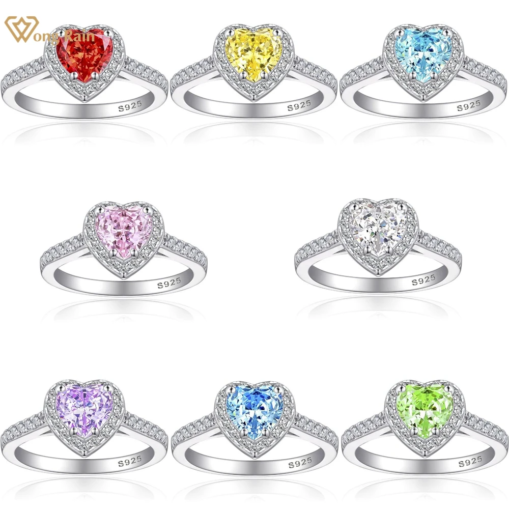 

Wong Rain 925 Sterling Silver Crushed Ice Cut Heart 1CT Lab Sapphire Gemstone Wedding Engagement Women Ring Jewelry Wholesale