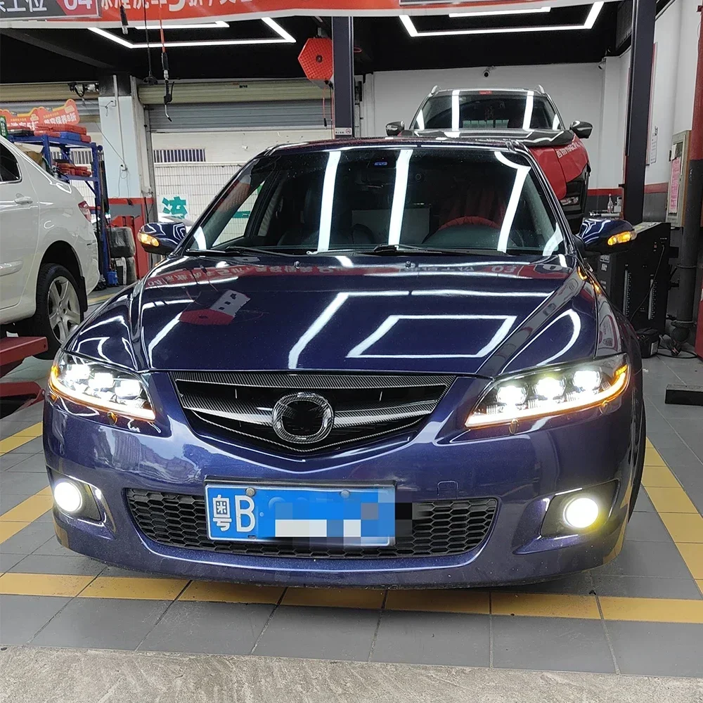 โคมไฟรถยนต์สําหรับ Ma-zda 6 2004-2015 LED ไฟหน้าอัตโนมัติอัพเกรดสูงกําหนดค่า 3 เลนส์สไตล์การออกแบบด้านหน้าอุปกรณ์เสริม