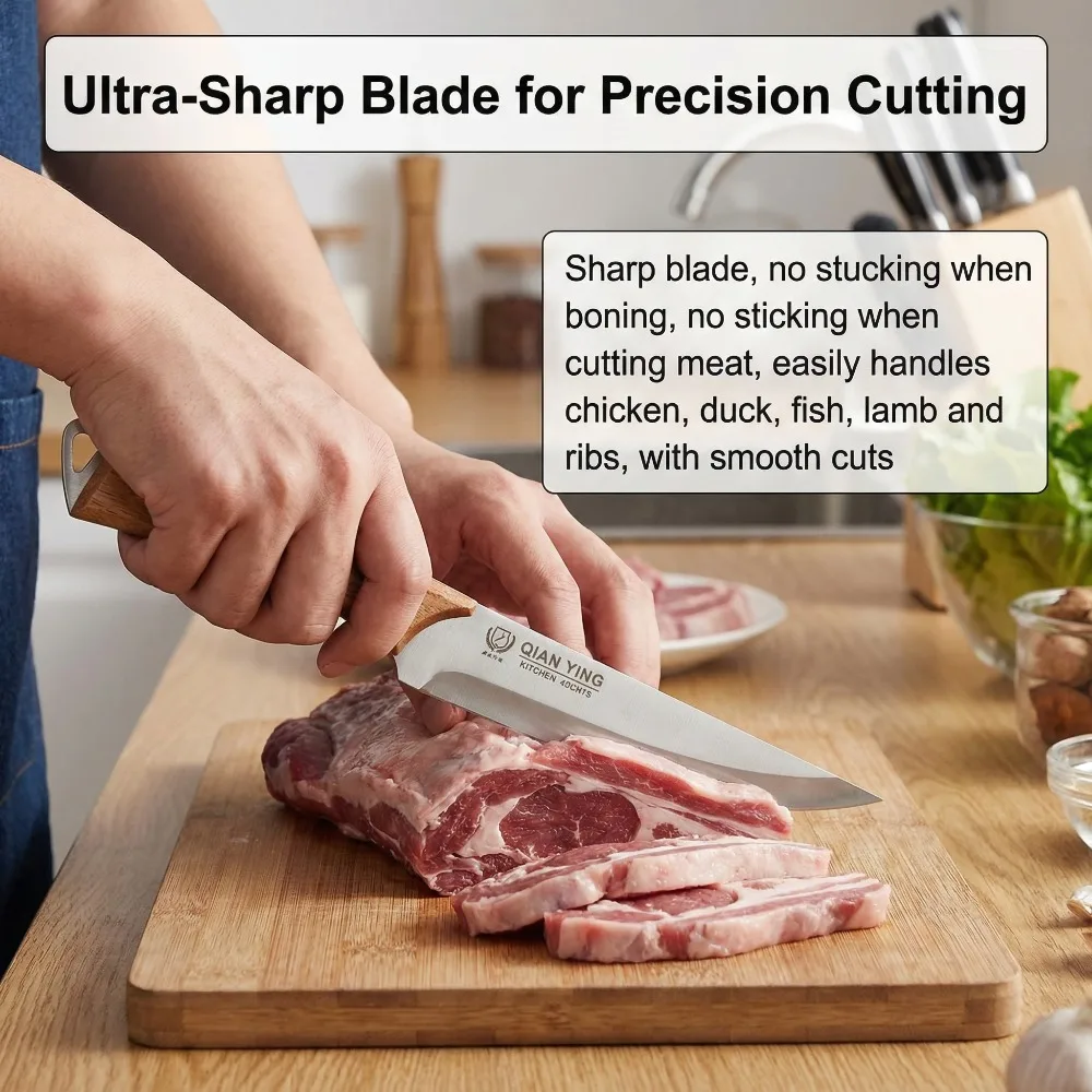 Professional boning knives and high-hardness kitchen knives are suitable for slaughtering pigs, cattle and sheep in the kitchen