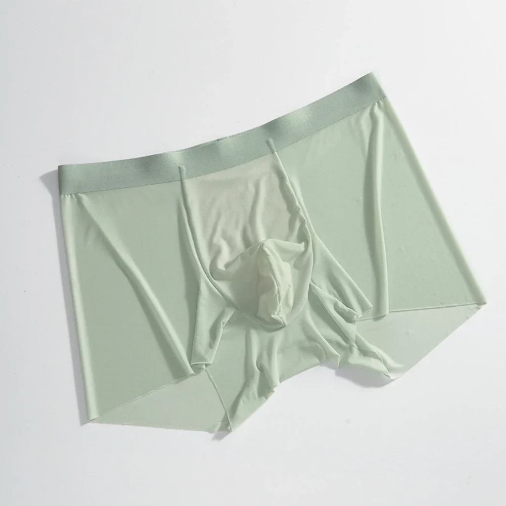 Men Ice Silk Seamless Underwear Thin See Through Underpants Boxer Shorts Trunks U-convex Panties Men Underpants Daily Wear