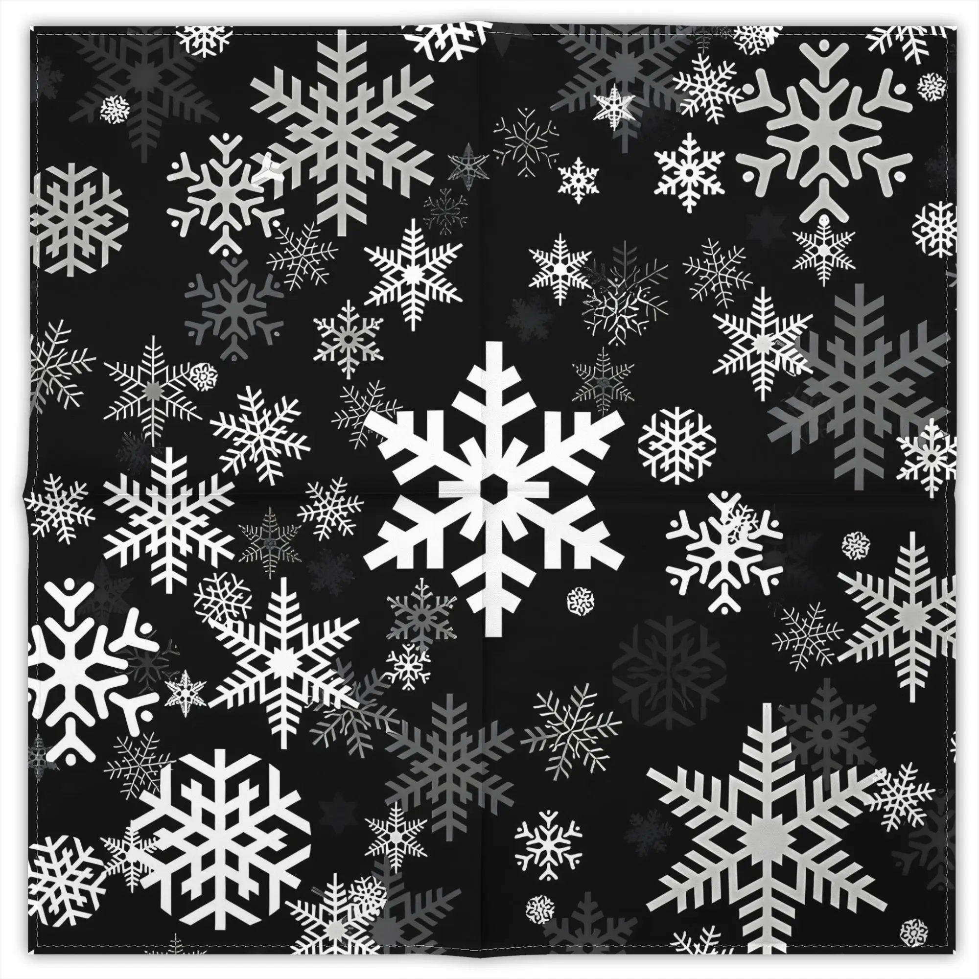

Snowflakes In Black Fashion Square Scarf Decorative Polyester Printed Daily
