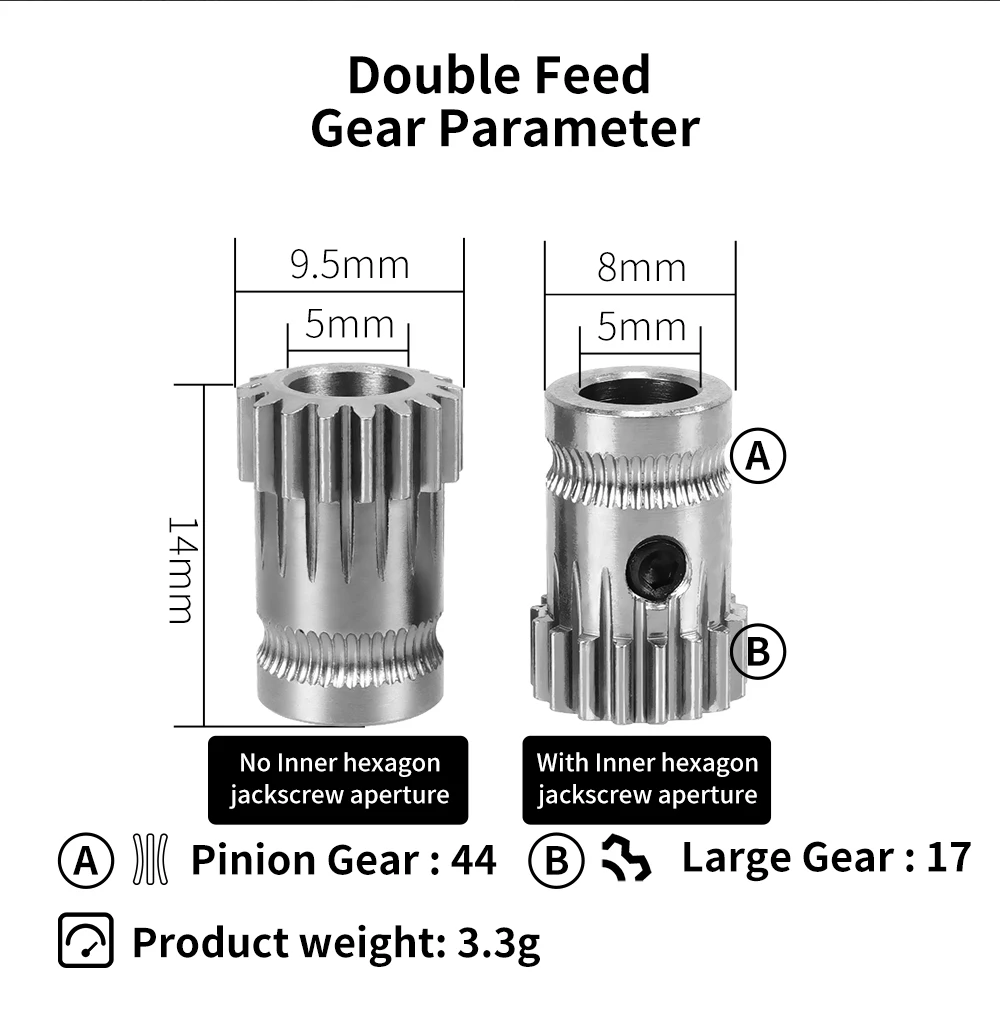 Für Prusa DIY Bowden Direktextruder Doppelantriebszahnrad aus gehärtetem Stahl Upgrade-Zuführungsgetriebe Extruder-Kit für BMG Extruder-Kit – Detail 2