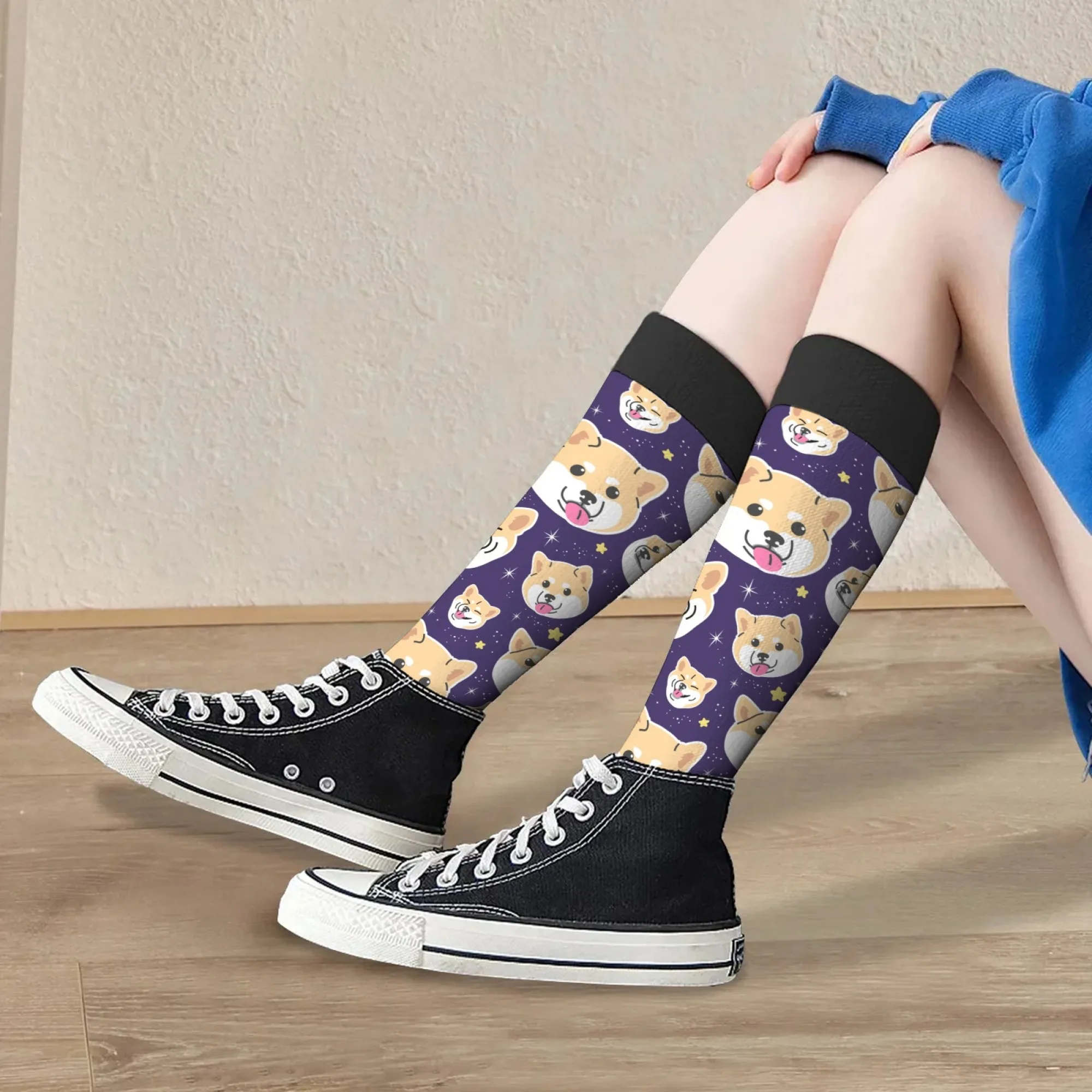 

Cartoon Cute Dog Happy Women's Socks Comfortable Soft Warm Fashion Stockings Unisex Novelty Funny Compression Socks Holiday Gift