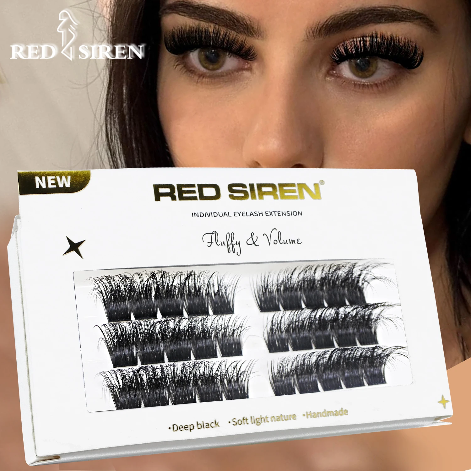 RED SIREN Lash Clusters Left/Right Thick Volume Lash Extension 3Pairs Cosplay Cluster Lashes	 DIY At Home