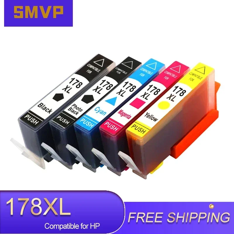 5PCS Compatible Ink Cartridge 178 178XL for NEW HP178 Photosmart 5510 5515 6510 7510 B109a B109n B110a Printer