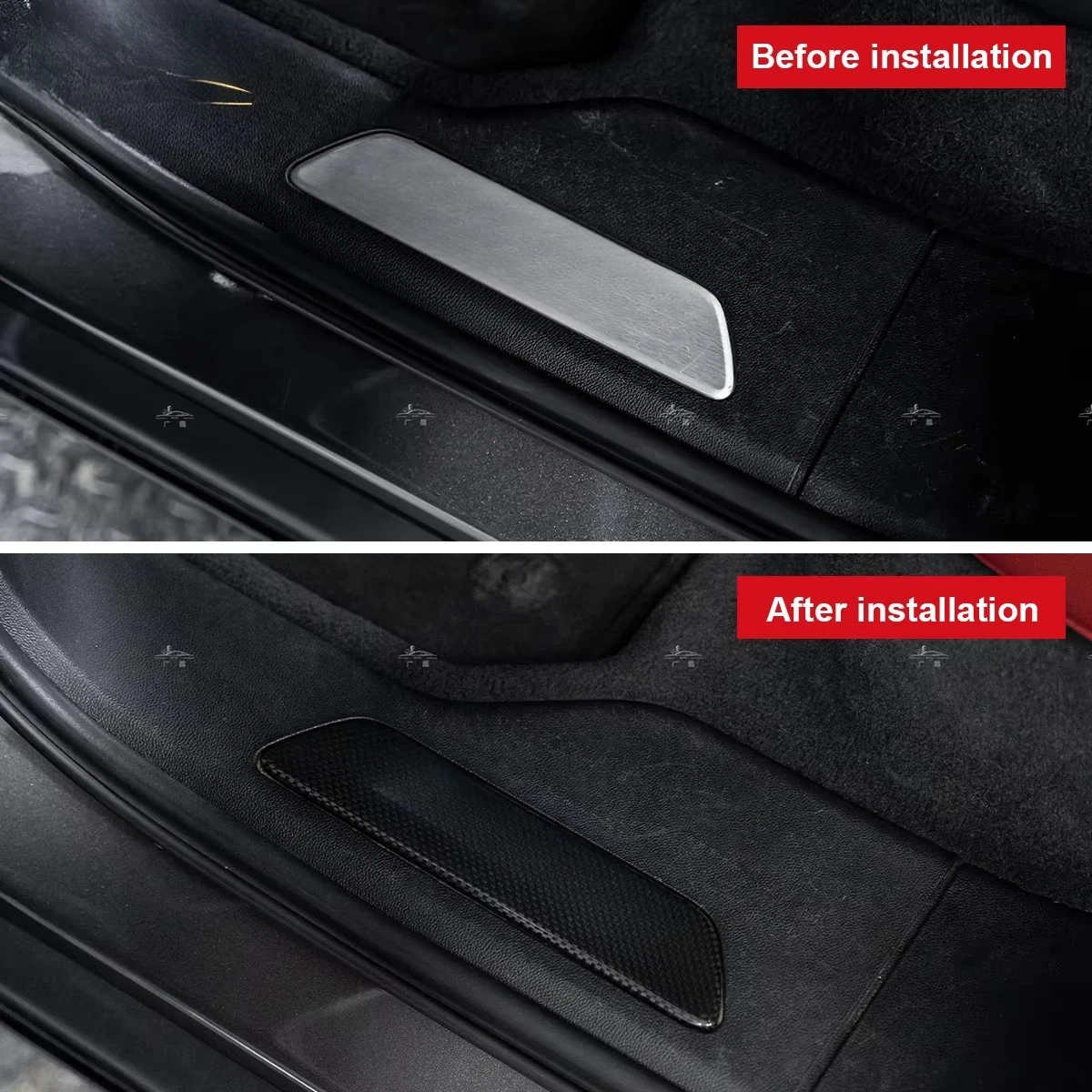 New OEM Car Welcome Door Sill Light Carbon Fiber Pattern Wiring-free Induction Phantom Atmosphere Light for 2018-2023