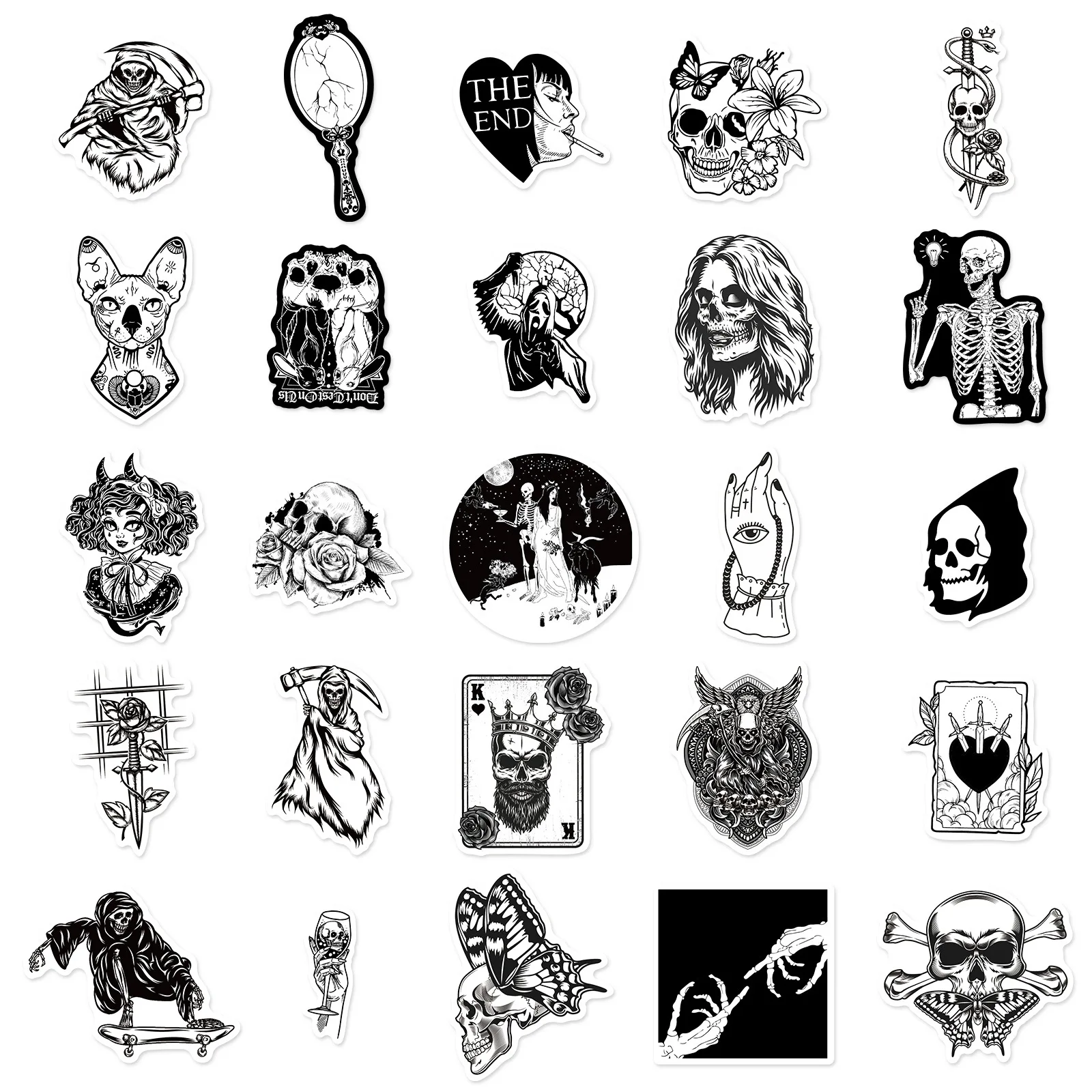 10/25/50pcs Graffiti Black Witchy Horror Stickers for DIY Stationery Suitcase Water Bottle Phone Laptop Skateboard Scrapbook