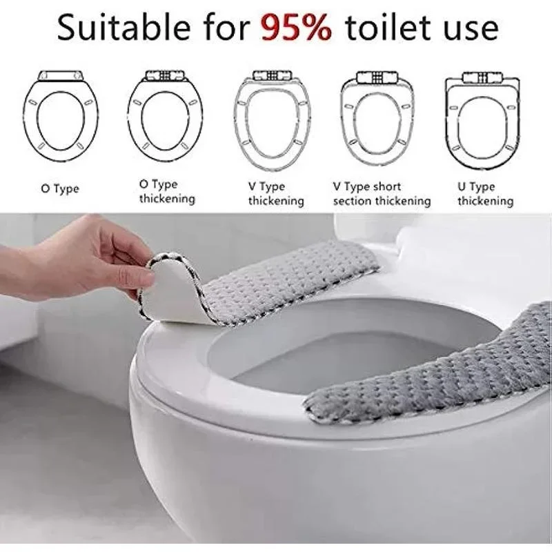 Plush Warm Thick Padded Toilet Seat Cover Mat Non Slip Soft Toilet Seat Cushion Bathroom Accessories