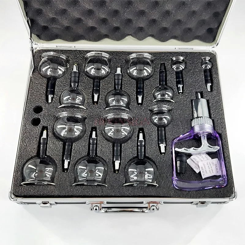 Cupping Therapy Sets, 14pcs Glass Thicken Suction Cups Jar Professional Chinese Vacuum Cupping Device Different Size Full Body