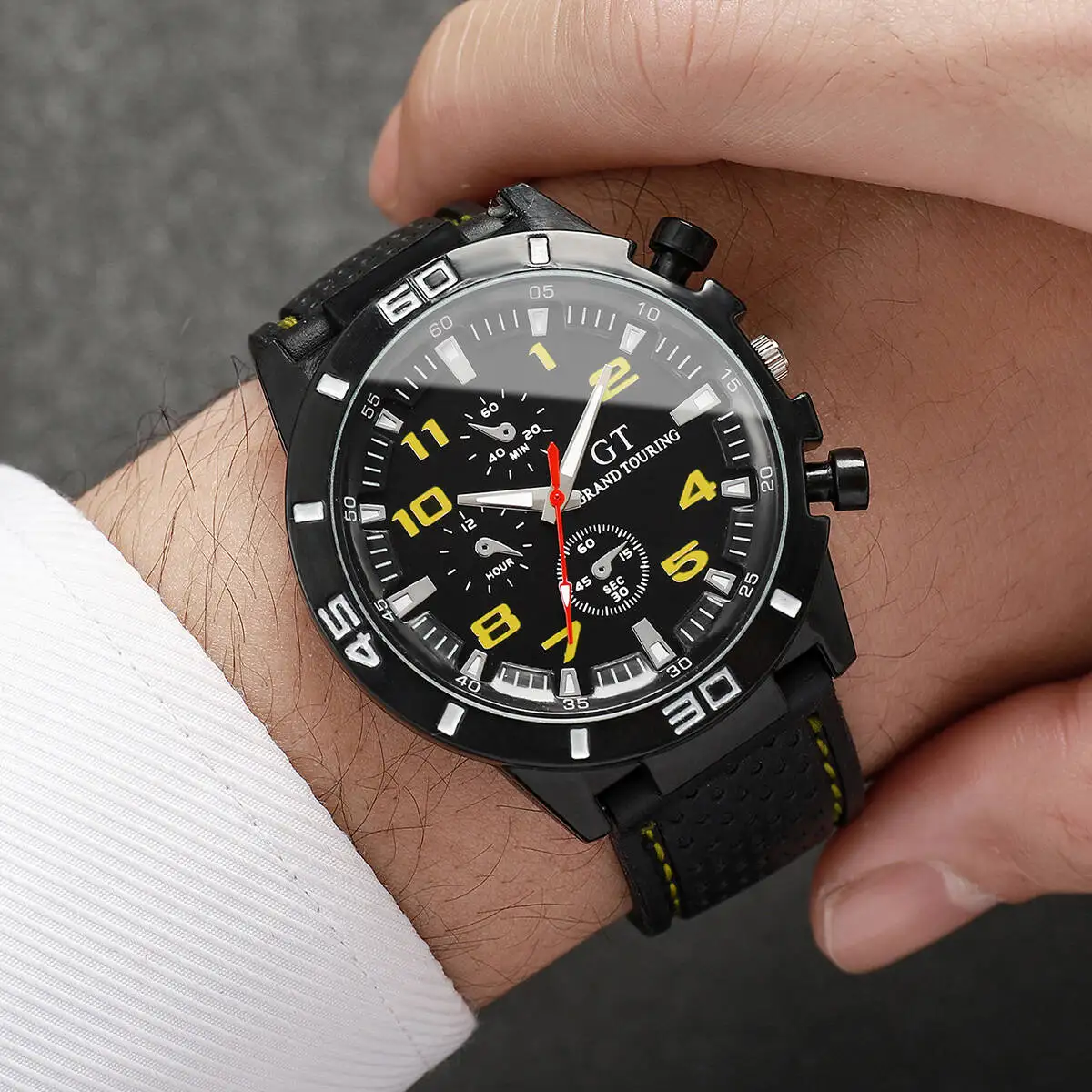 Casual Silicone Band Men Sports Watches Arabic Dial Men's Quartz Wristwatch Clock Reloj Hombre（Without Box）