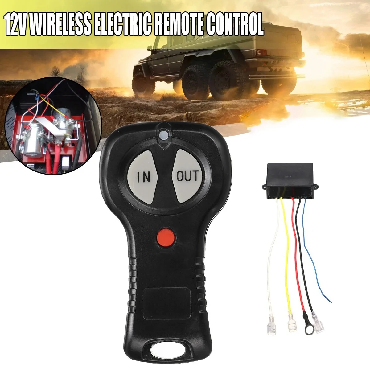 12V/24V Wireless Winch Remote Control Set Kit with Manual Transmitter for SUV Truck